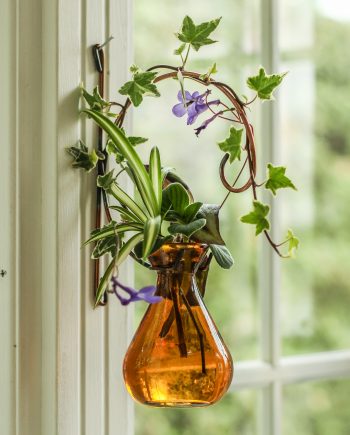 Limited Edition Crescent Wall Mount with Teardrop Vase (Amber)